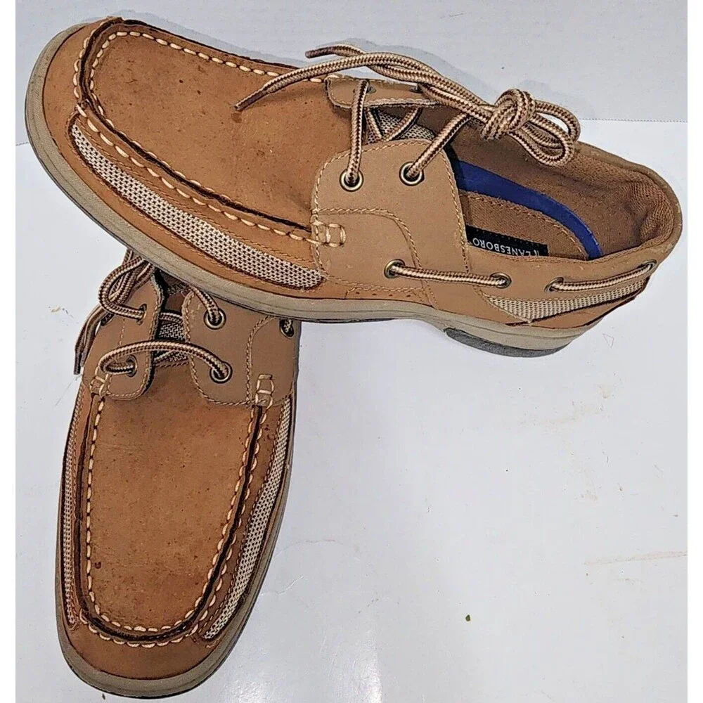 Lanesboro Mens 11M Light Brown Tan Leather Upper Boat Shoes
